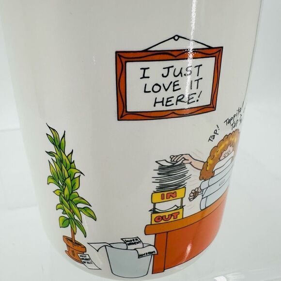 How To Get Along At The Office Hallmark Coffee Mug Vintage Japan Filing Phones - Picture 4 of 5
